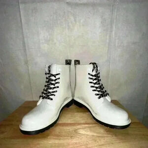Michael Kors  Black & White Tavie Logo‎ Tape Combat Rain Boots Womens Size 9